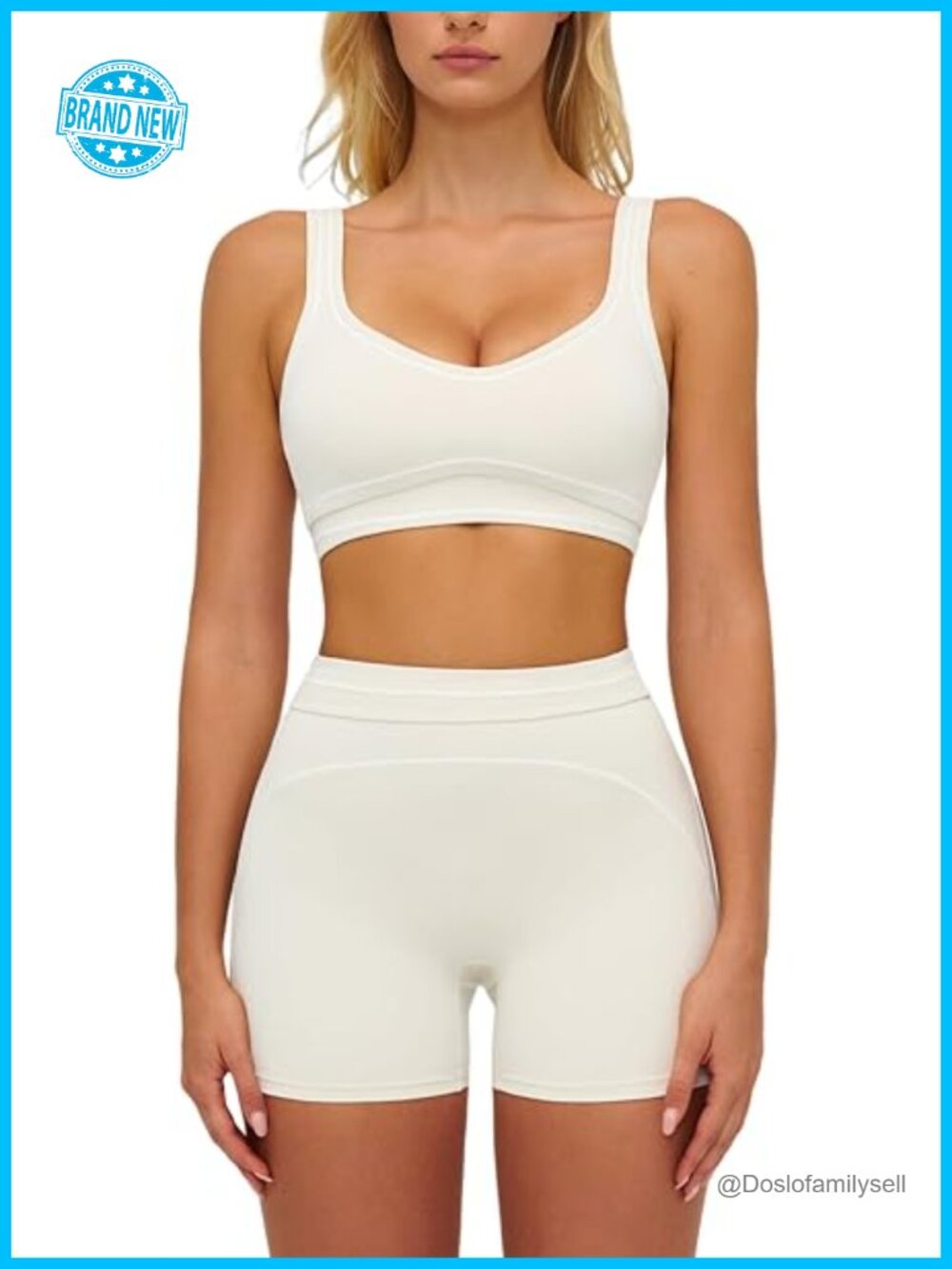Women's 2 Piece Workout Set Color Block Sports Bra High Waist Shorts